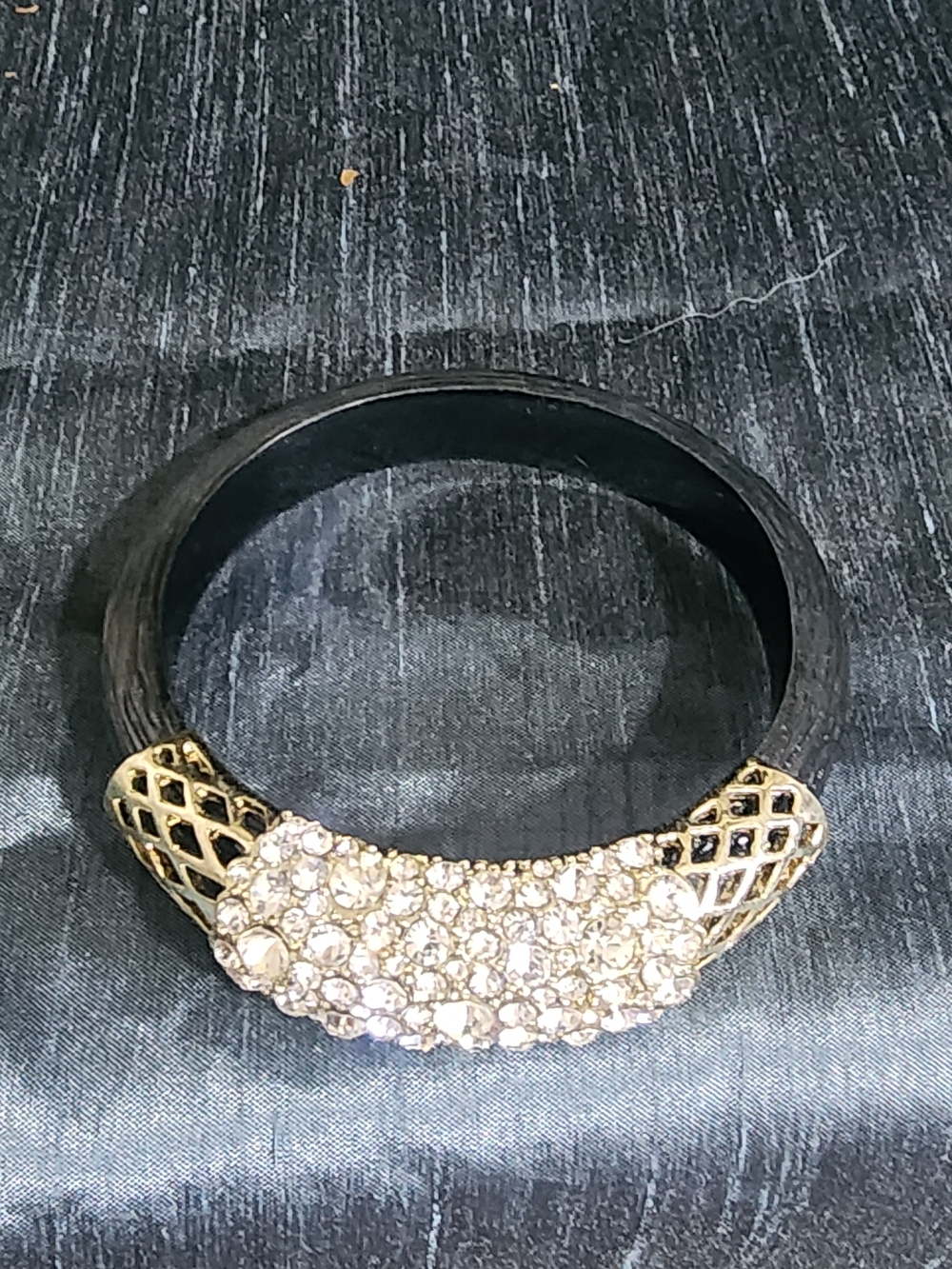 Crystal Accent Black Bangle Bracelet - Women's Fashion Jewelry